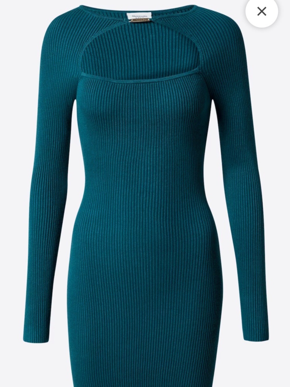 Abercrombie & Fitch bodycon slim ribbed knit open neck mini dress teal Size XXS